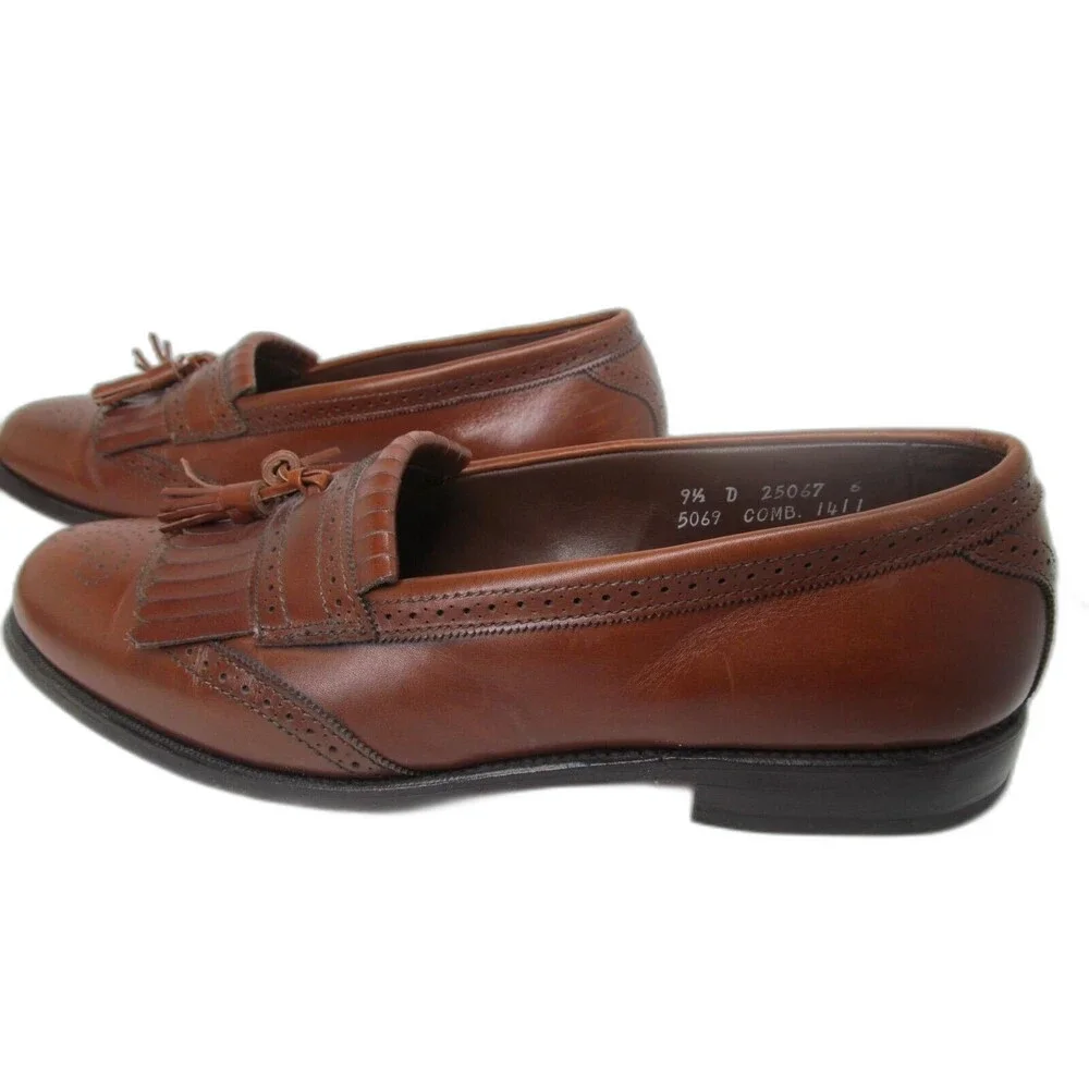 Allen Edmonds Bridgeton Brown Leather Kilted Tassel Loafers Mens US 9.5 D